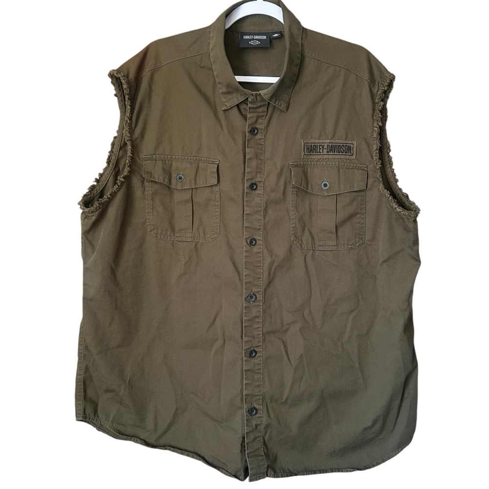Harley-Davidson Men's Sleeveless Button-Up Shirt Size 2XL